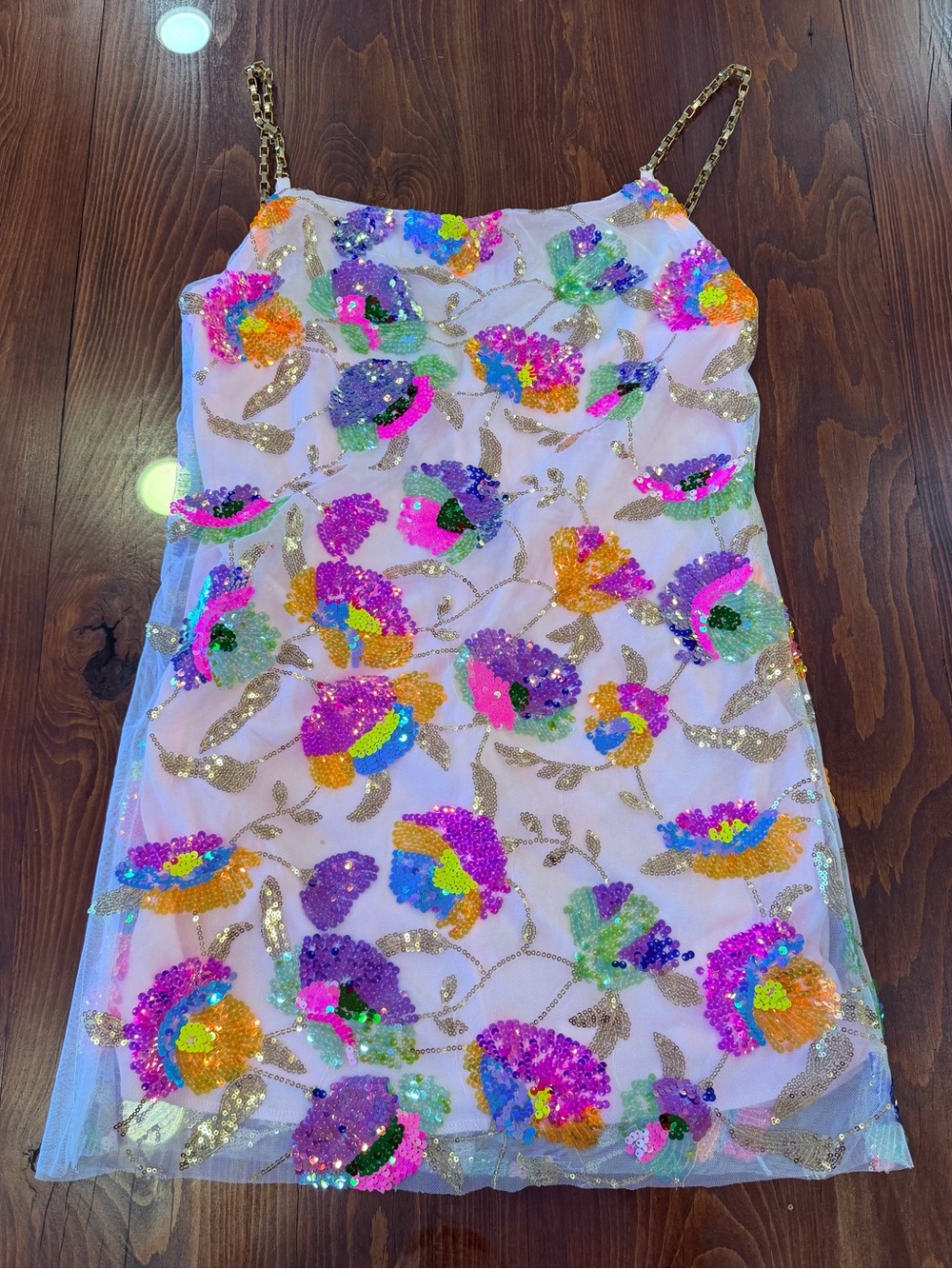 ✨ Soft Blush Sequin Floral Mini Dress ✨